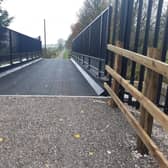 The new footbridge at Longcliffe, near Brassington, has been built after two years . (Credit: Derbyshire County Council)