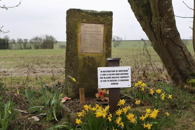 Palterton bomber crash memorial with the new plaque installed by Brian Greenway