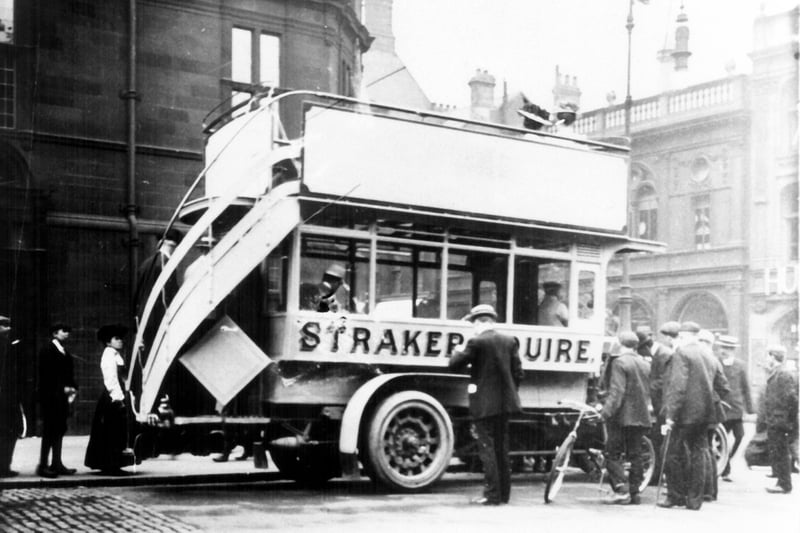 An open top, double-decker Straker-Squire bus, c. 1900. Ref no: s16131