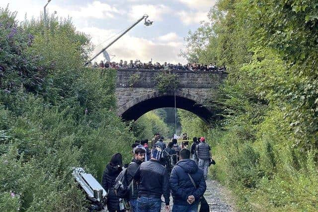 Filming of the Bollywood movie on the Ecclesbourne Valley Railway line, near Wirksworth (photo: Ecclesbourne Valley Railway).