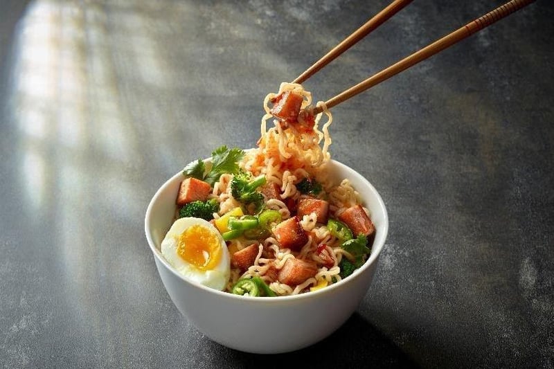 With sales also sizzling in 2020, SPAM Chopped Pork and Ham is as popular as ever and with just one can comfortably feeding a household of up to four people, the meal and snack possibilities are endless! One recipe that’s proving very popular in 2020 is SPAM Ramen Noodles.