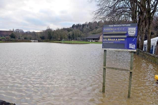 A photo from Ambergate Cricket Club, which flooded in 2021.