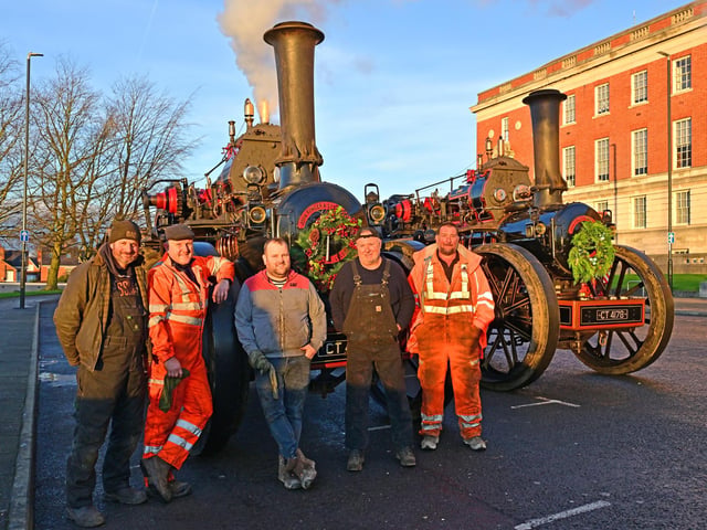 The engines started their journey at the town hall at 9 am and drove through Chesterfield.