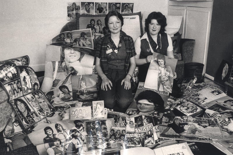 Bay City Rollers fans Sandra Furniss left and Carole Fisher of Chesterfield pictured in April 24 1976, surrounded by memorabilia. The band played Sheffield City Hall the same year.