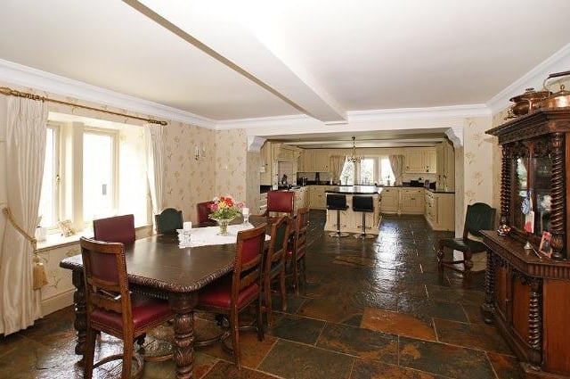 The dining area of the open-plan kitchen has ample space for family mealtimes.