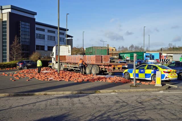 The aftermath of the incident on Chesterfield's Horns Bridge roundabout on Monday (January 31)