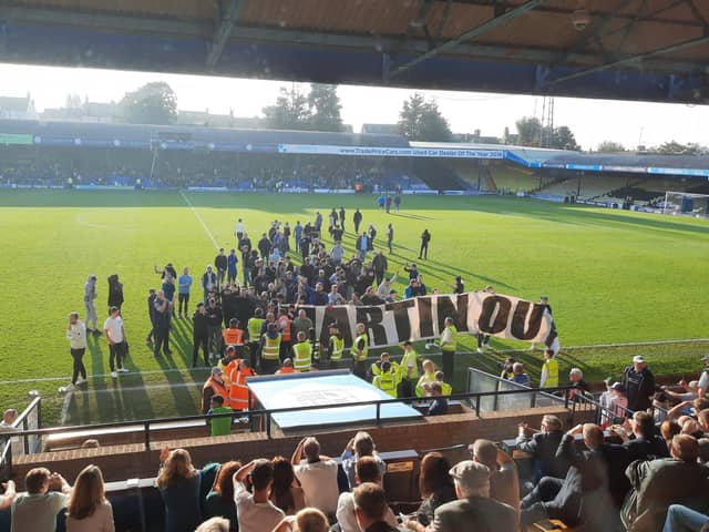 Southend fans ran on the pitch in the second half as Chesterfield ran out 4-0 winners.