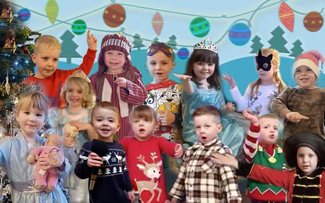Matlock Pre-School Playgroup children as they will appear edited into a video singing the nativity songs they had been practising for weeks to create a virtual performance DVD available for parents to buy after the event was cancelled due to concerns about Covid-19