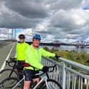 Christine and Kevin Croker as they crossed the Forth road bridge in Scotland.