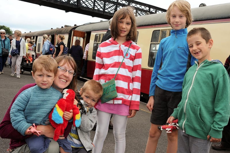 Dawn Wheelwright with her children, Albie, Gene, Neve, Seth and Noah arrive for their big day out at the Midland Railway Station's Big Day Out.