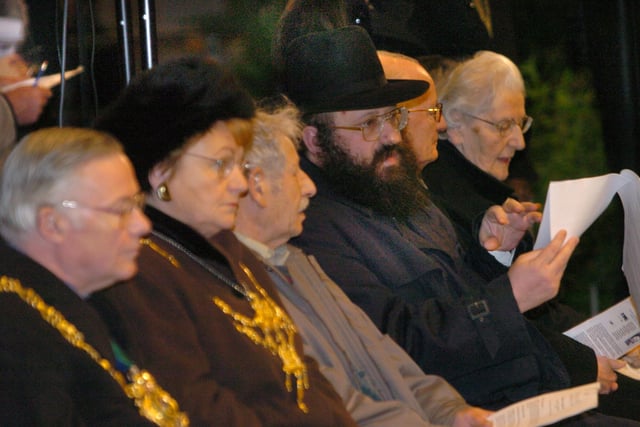 The Lord Mayor Coun Mike Pye and Josephine Pye at the Holocaust Memorial Ceremony at the Winter Garden in 2005