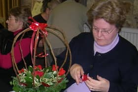 Audrey Marsden of the Ashover Flower Arrangers’ Club working on her Valentine's Day display in 2006.