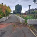 The current entrance to the former Cavendish Road car park in Matlock, including the concrete Lego-like blocks. Image from David Hughes.