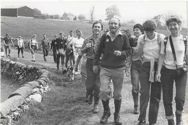Glyn Williams leading the eight-mile Walk With Williams in 1984.