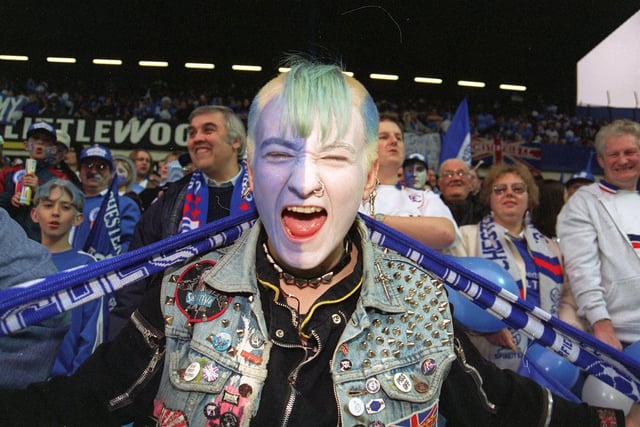 Chesterfield fan Lynsey Dickenson gets in the spirit of things at Hillsborough.