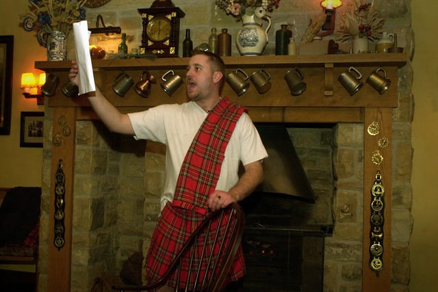 Dean Owen read Burns night poetry at the Admiral Rodney pub, Loxley Road, Loxley, Sheffield in 2001