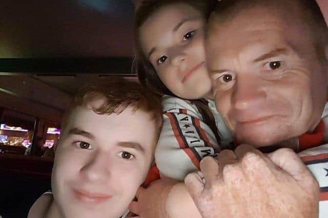 Chesterfield's Matt Evans with his children Cerys and Callum.
