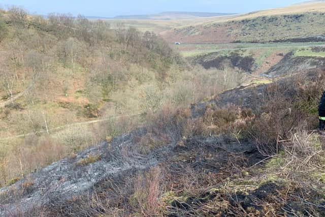 Around four acres of moorlands in Derbyshire were destroyed by the fire