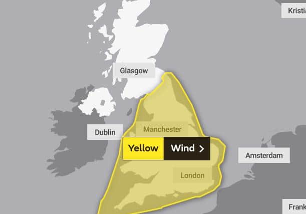 A yellow weather warning remains in place for Derbyshire as strong winds bring gusts of up to 70mph. Photo: Met Office