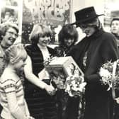 Princess Diana receives a gift on her visit to Chesterfield to open The Pavements shopping centre in 1981.
