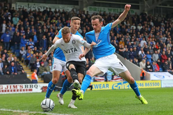 Chesterfield take on Halifax in the play-off eliminator at The Shay on Tuesday.