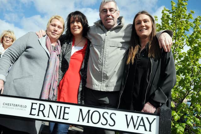 Ernie Moss with his wife, Jenny, left, and daughters Nikki Trueman and Sarah Moss.