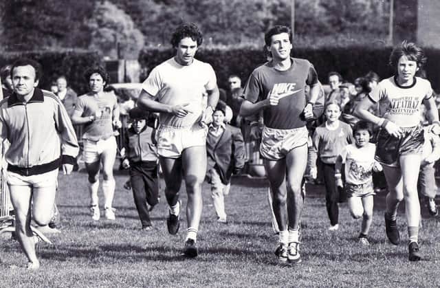 Sebastion Coe running in the Mile for Oxfam race in Sheffield October 1980