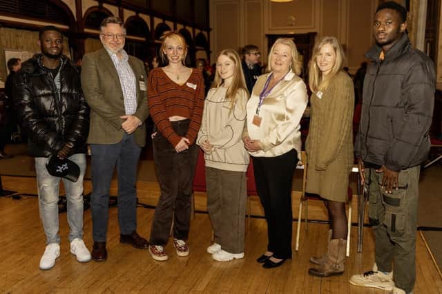 Derbyshire County Council Leader Cllr Barry Lewis, Second Left, And Cllr Carolyn Renwick, Third Right, At The Local Nature Recovery Strategy Conference With Dr Eleanor Atkins From The University Of Derby, Second Right, And Students
