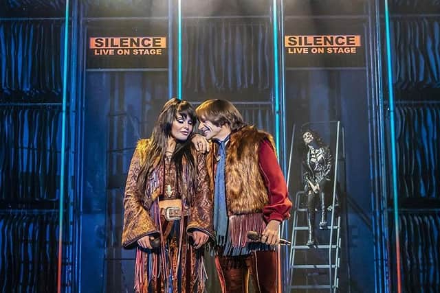 Millie O'Connell as Babe and Lucas Rush as Sonny Bono in The Cher Show (photo: Pamela Raith).jpg