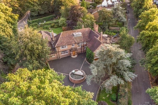 We close our gallery with another aerial shot of the £1 million-plus Lansend House. Surrounded by trees, it offers a high level of privacy.