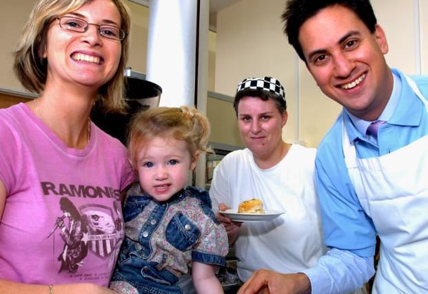 Ed Milliband visits the children's centre cafe in Bentley in 2006.