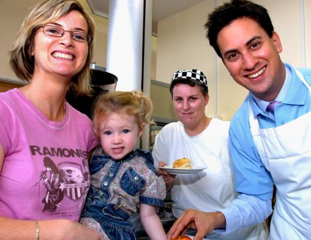 Ed Milliband visits the children's centre cafe in Bentley in 2006.