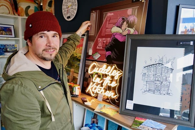 Matt Cockayne has been a professional artist for 10 years but has only sold his work online. Now he is excite to open a shop in Chesterfield.
