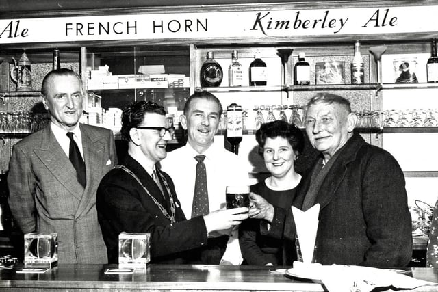 Retro Derbyshire - Opening of the new French HornCodnor by Mr Harrison, Chairman of Heanor UDC and presents the first pint.