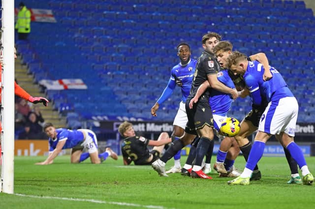 Sam Curtis put Chesterfield ahead against Gillingham. Picture: Tina Jenner.
