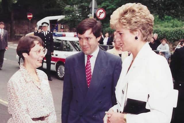 Princess Diana was patron of Relate when she visited the charity's Chesterfield office where she met Teresa Cresswell in 1993.