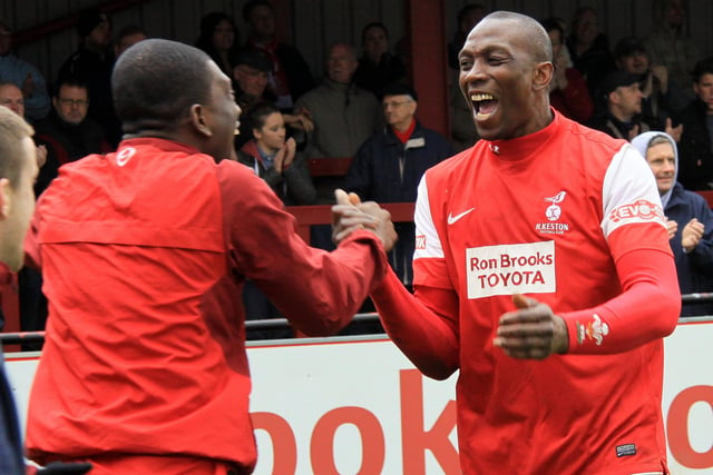 Gary Ricketts celebrates with sub Andrew Osei-Siribour after the opening goal.