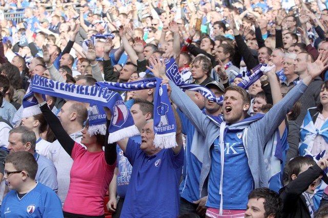 Chesterfield fans at Wembley for the JPT final against Swindon Town in 2012.