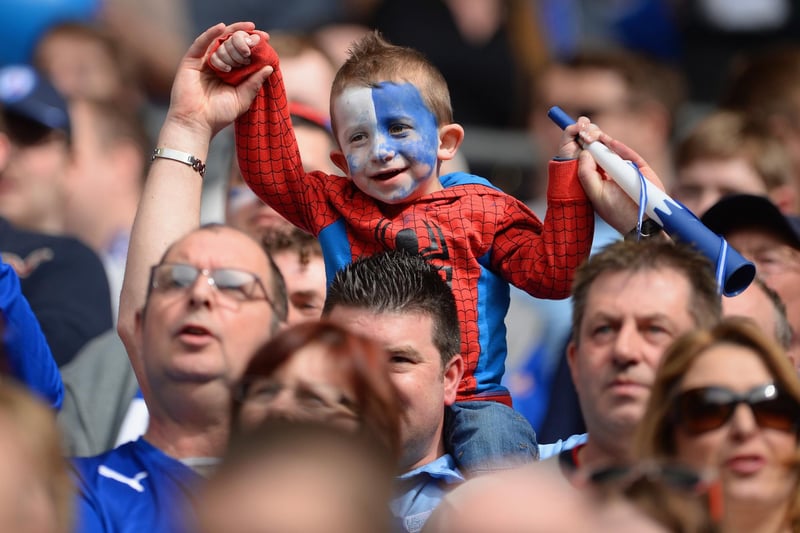 A young Chesterfield fan looks on during the Johnstone's Paint Final between Chesterfield and Peterborough United at Wembley Stadium.