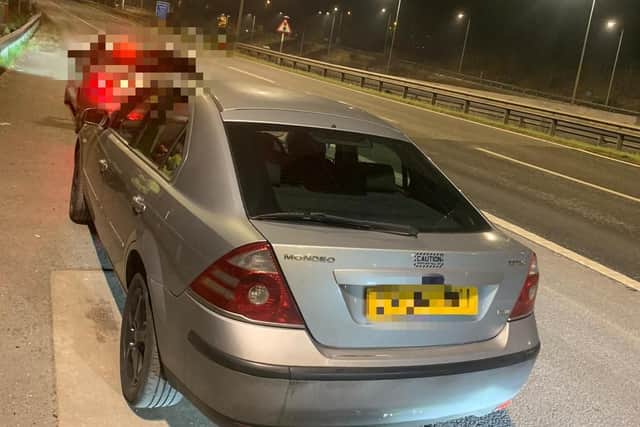 Police caught the driver travelling at 50 mph on the M1.