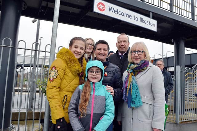Rail Minister Chris Heaton-Harris at Ilkeston railway station for the launch of the next phase of the New Stations Fund. Pictured with Nicoleta Todevici, Dakota Devine and gardening and community ambassador Kerry Wheatley, from Chaucer Junior School, Erewash MP Maggie Throup and Donna Adams, community engagement manager for East Midlands railways. Pictures and video: Brian Eyre.