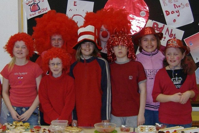 Pupils sell cakes in aid of Comic Relief at Bakewell Methodist Junior School in 2007.
