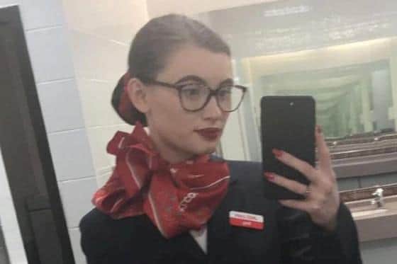 Alexia Grace when she worked as a flight attendant.