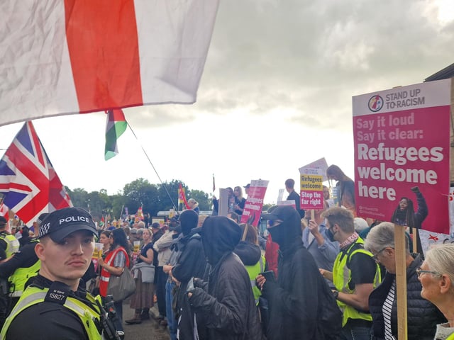 The protests, which started before 3pm, continued throughout the afternoon.