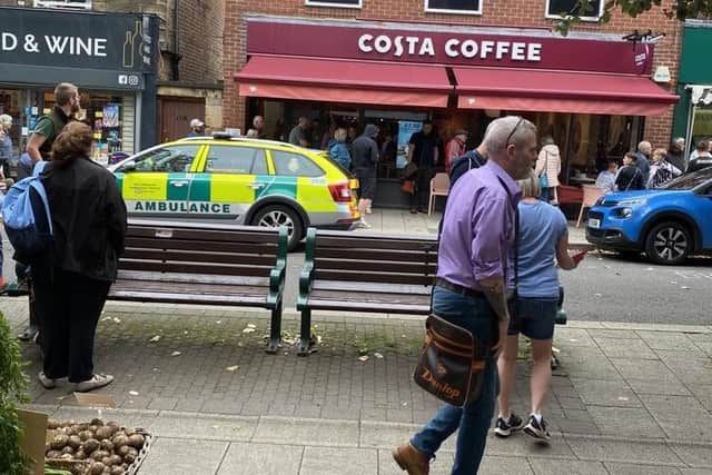 Paramedics at the Costa Coffee in Belper where the victim was being treated