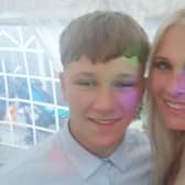 Chesterfield hero teenager Logan Folger, with mum Stacey Bentley, is to be honoured on a display at Sheffield Children's Hospital.