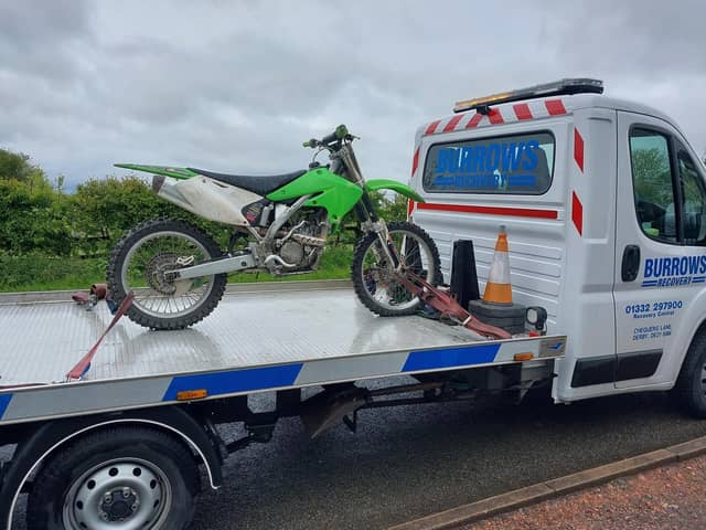 The off-road bike was seized by SNT officers.