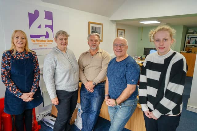 The Chesterfield and North East Derbyshire Volunteer Centre team, from left: Janet Millington, Liz Smith, Steve Chambers, Dave Radford and Sarah Fowkes. (Photo: Brian Eyre/Derbyshire Times)