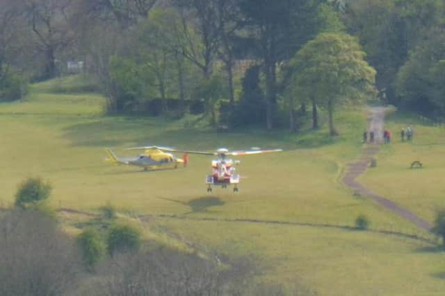 The helicopters at the scene of the incident. Picture by Phil Smith.