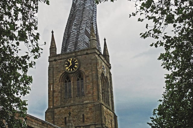 Records indicate that there has been a church in Chesterfield since the seventh century. Derbyshire's largest church features Early English architecture with elements of Decorated Gothic and Perpendicular Gothic; its oldest pillars are located on the east side. The alabaster tombs of the Foljambes are housed in an early chapel. One of the church's 11 bells was used when Chesterfield housed Napoleonic Army and Navy officers on parole and was rung when it was time for them to return to the confines of the town. David Paul's book goes into extensive detail on how the Crooked Spire became twisted.